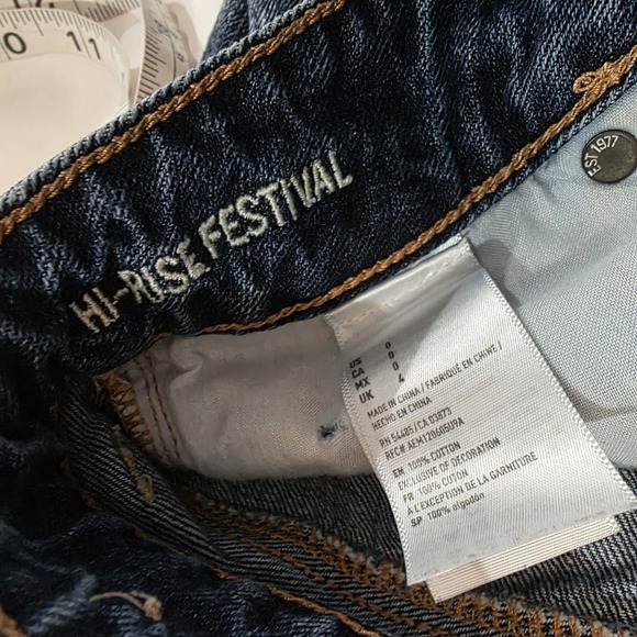 American Eagle Hi Rise Festival Womens Denim Shorts Size 0 Lace Pockets Jeans - Picture 7 of 9